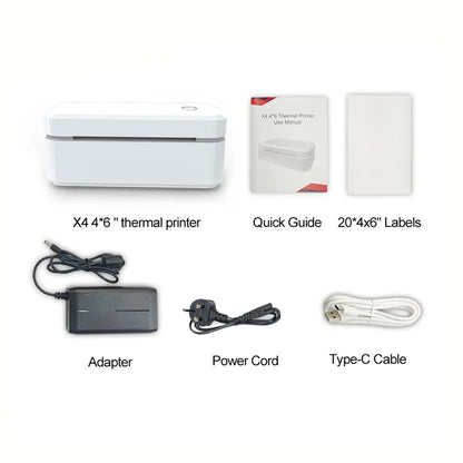 Marklife X4 Termisk Etikettskrivare – 4x6" Fraktetiketter Bluetooth Automatisk Igenkänning 110mm Vit Svart EU US UK 2026