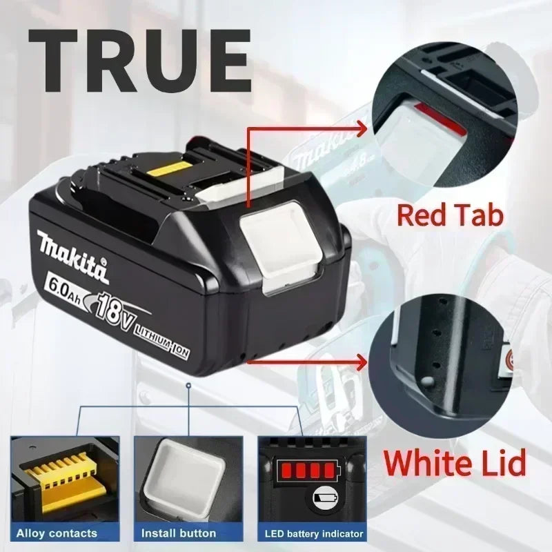 Makita 18V 6.0Ah batteri med laddare för Makita 18V elverktyg