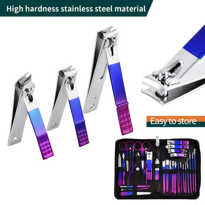 Professional 6-18pcs Set Stainless Steel Manicure & Pedicure Kit Precision Nail Care with Travel Case with Nail Clipper Scissor