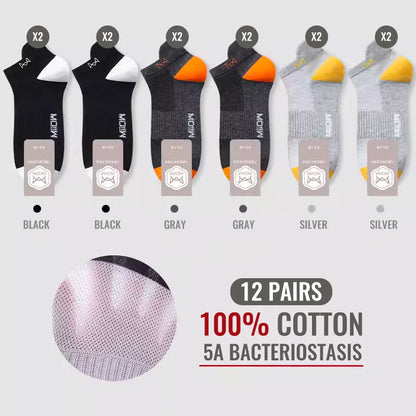 MiiOW Herr Ankelstrumpor 100% Bomull – 6- eller 12-pack, Deodorant, Antibakteriell, Hälskydd