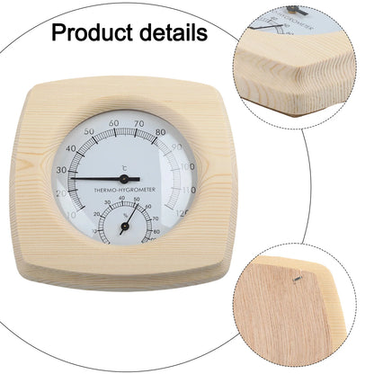 140 mm termometer och hygrometer i trä för bastu