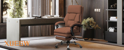 High-Back Ergonomic Office Chair, Swivel with Retractable Footrest, Multi-Position Adjustable Boss Chair