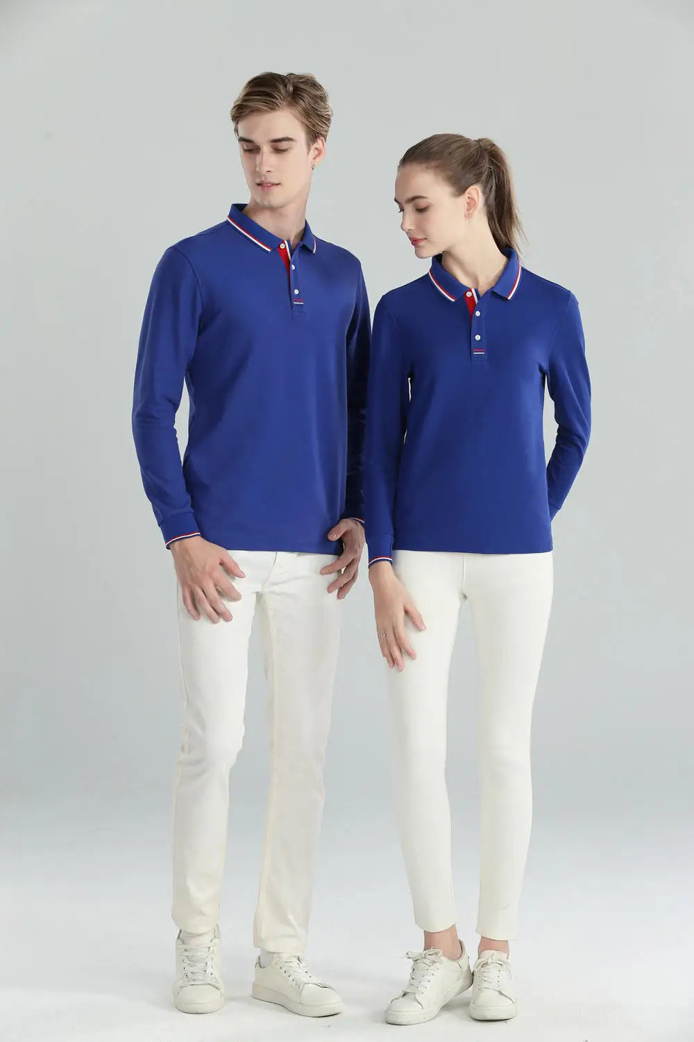 Långärmad Polo-shirt med Eget Tryck eller Logotyp – Unisex S–4XL (Asian)