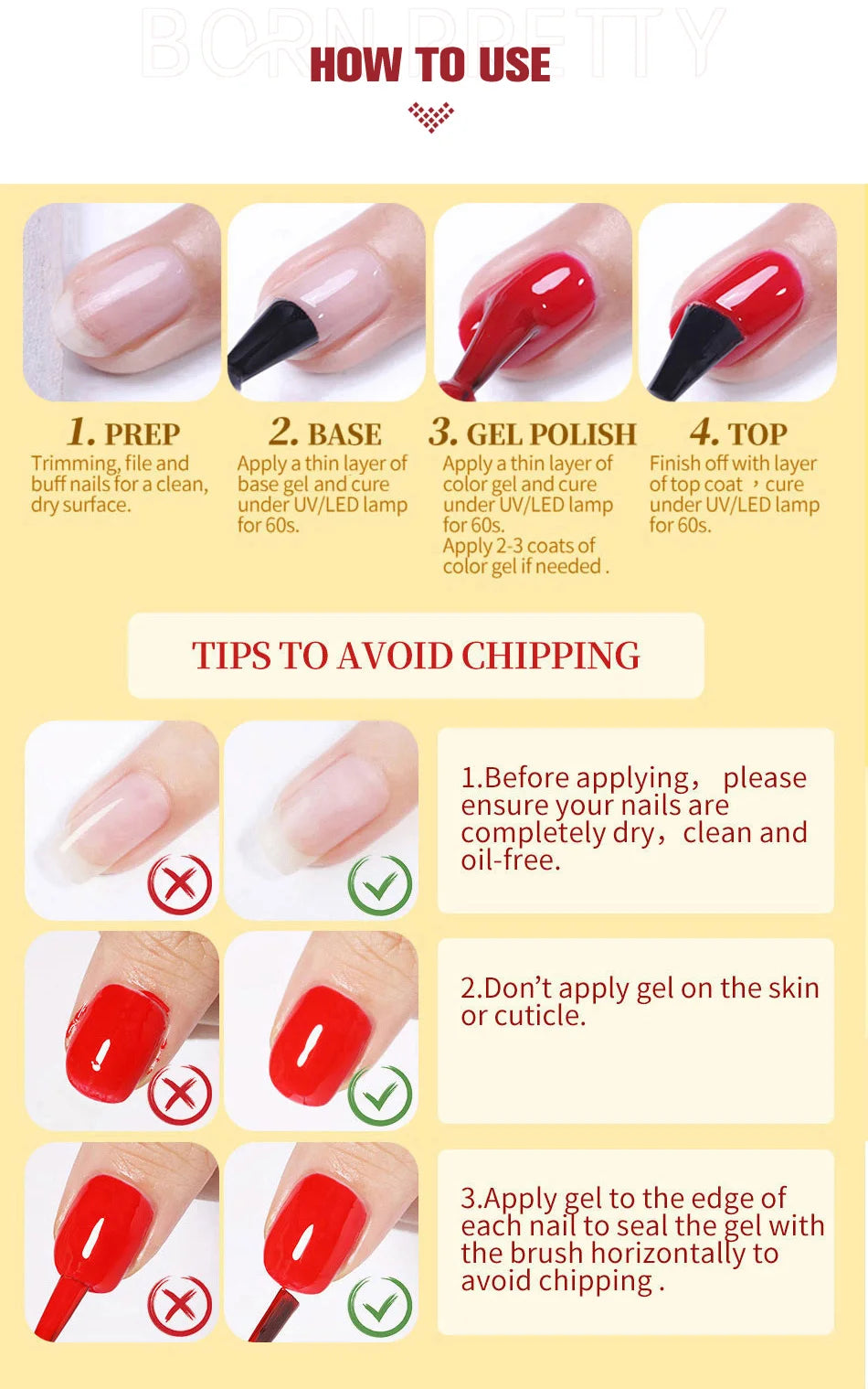 BORN PRETTY Super Top Coat and Base Gel Nail Polish for Gel Polish Semi-permanent Varnish Rubber Top Coat 10ml Nail Supplies