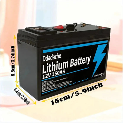 LiFePO4 Batteri 12V 150Ah – 4000+ Djupcykler, Smart BMS, ~10års Livslängd, ca 1,1kg, 18650-celler, Kajak/Båt/Sol/UPS/Off-Grid, EU-lager (Frankrike)