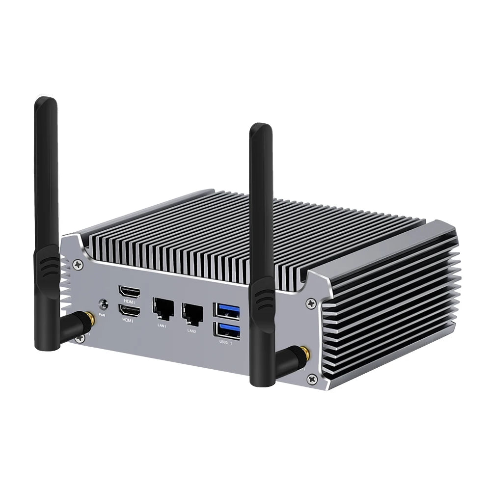 2026 FU02 Fanless AMD Mini Computer Ryzen 9 4950U 7 7730U 5825U 4700U Windows 11 Gaming PC Dual LAN Firewall 2*HDMI2.0 NVMe DDR4