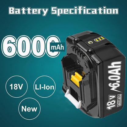 For Makita BL1830 Battery Rechargeable 6000mAh/9000mAh BL1840 BL1850 BL1860 18V Replacement With Single 4A/Dual 6A Charger