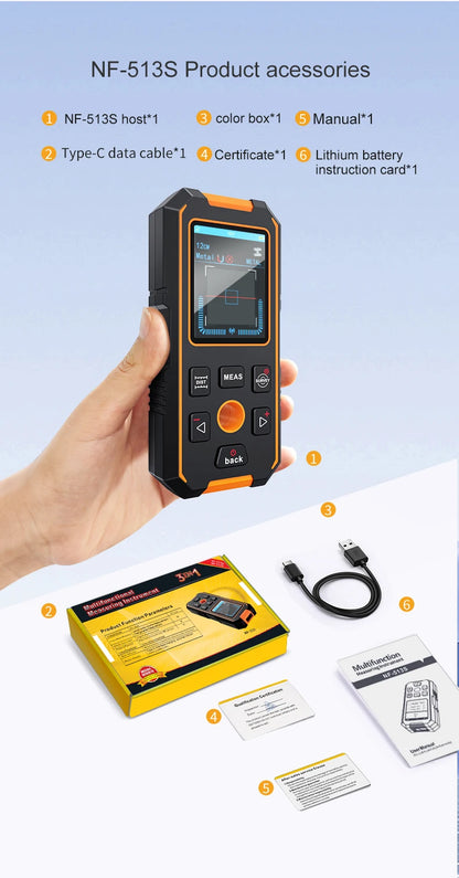 NOYAFA NF-513S Metal Detector Wall Scanner AC Live Cable Wires Metal Wood Stud Find with Positioning Hole Wall Detector