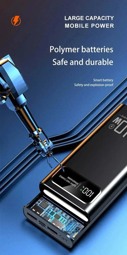 Lenovo 140W Power Bank 200000mAh Large Capacity Super Fast Charging Digital Display For iPhone Samsung Emergency Power Battery