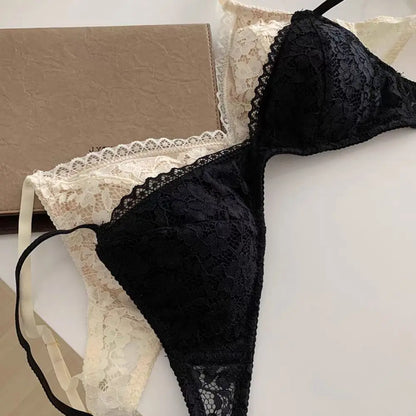 Breathable Sweet Wireless Deep V Bra Shockproof Anti-sagging Underwear for Women Thin Lingerie Lace Push Up Bra Girls