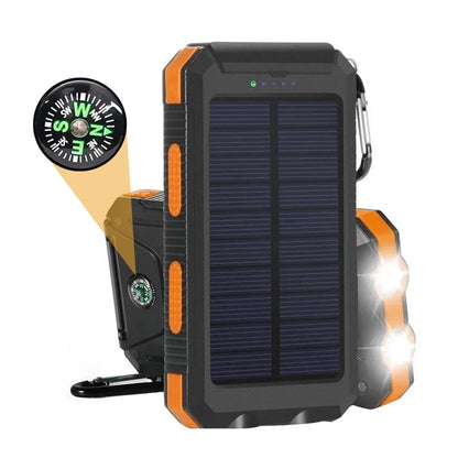 OutdoorVPortable 20000mAh Solar Power Bank External Battery Pack With LED Light Compass USB Output Emergency Backup Power