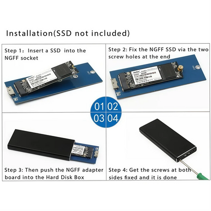 M.2 SSD Case M.2 HDD Enclosure Case Hard Drive Box B&M Keys External Hard Drive Box USB C Interface Support SATA & NGFF Protocol