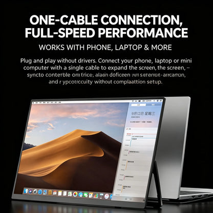 13.3 Inch 2K QHD Portable Monitor, 400 Nits, 100% SRGB, 16:10 Aspect Ratio, Built-in Speakers, VESA Mountable, Integrated Hidden