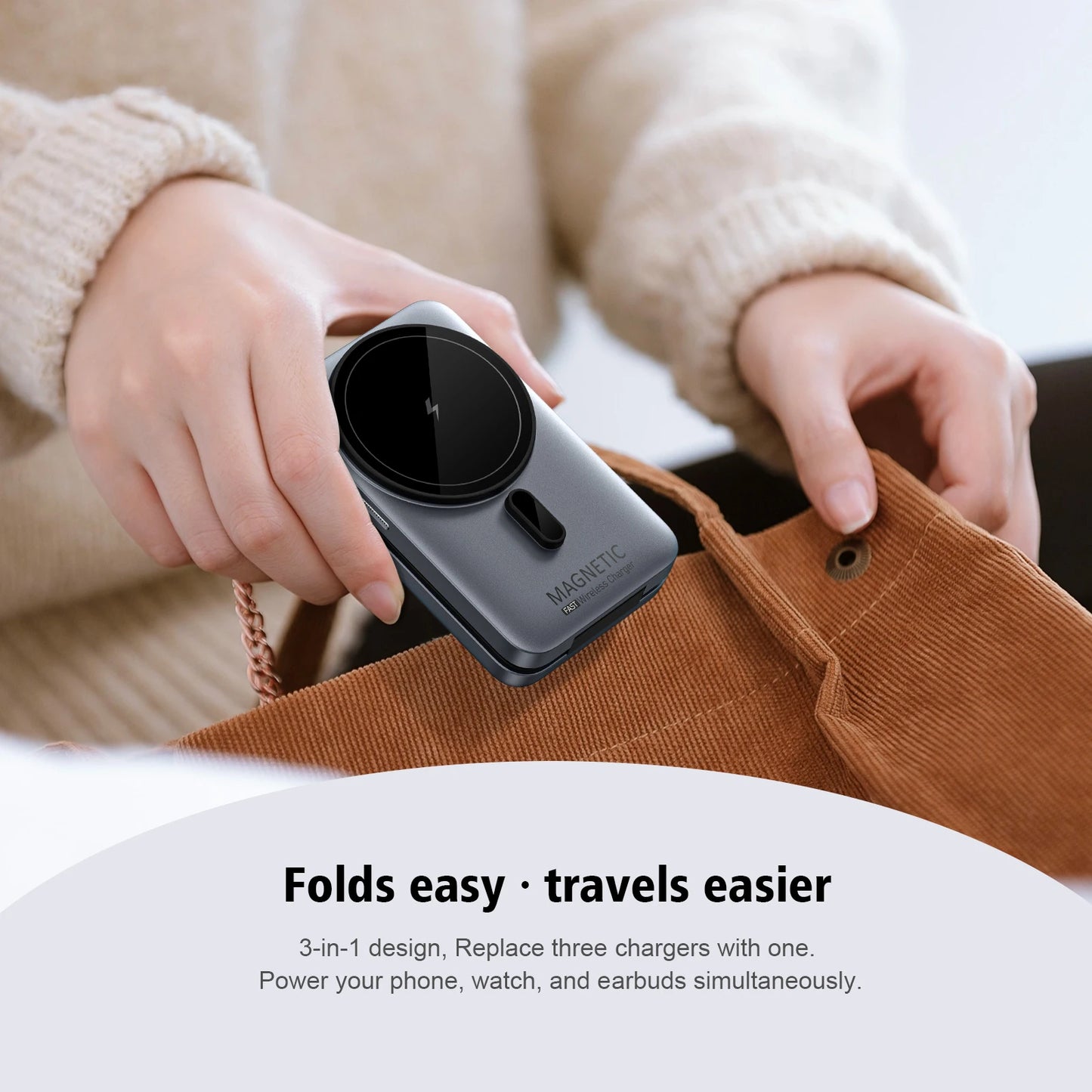 3-in-1 Foldable Magnetic Wireless Charger Station for iPhone 17/16/15/14/13/12 Apple Watch AirPods Wireless Charging Stand