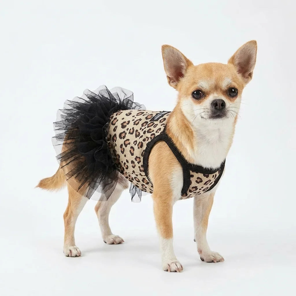Fashion Sweet Puppy Dog Summer Dress Princess Skirt Pet Dog Lace Cake Camisole Tutu Dress -Leopard Print Dog Tutu Dress