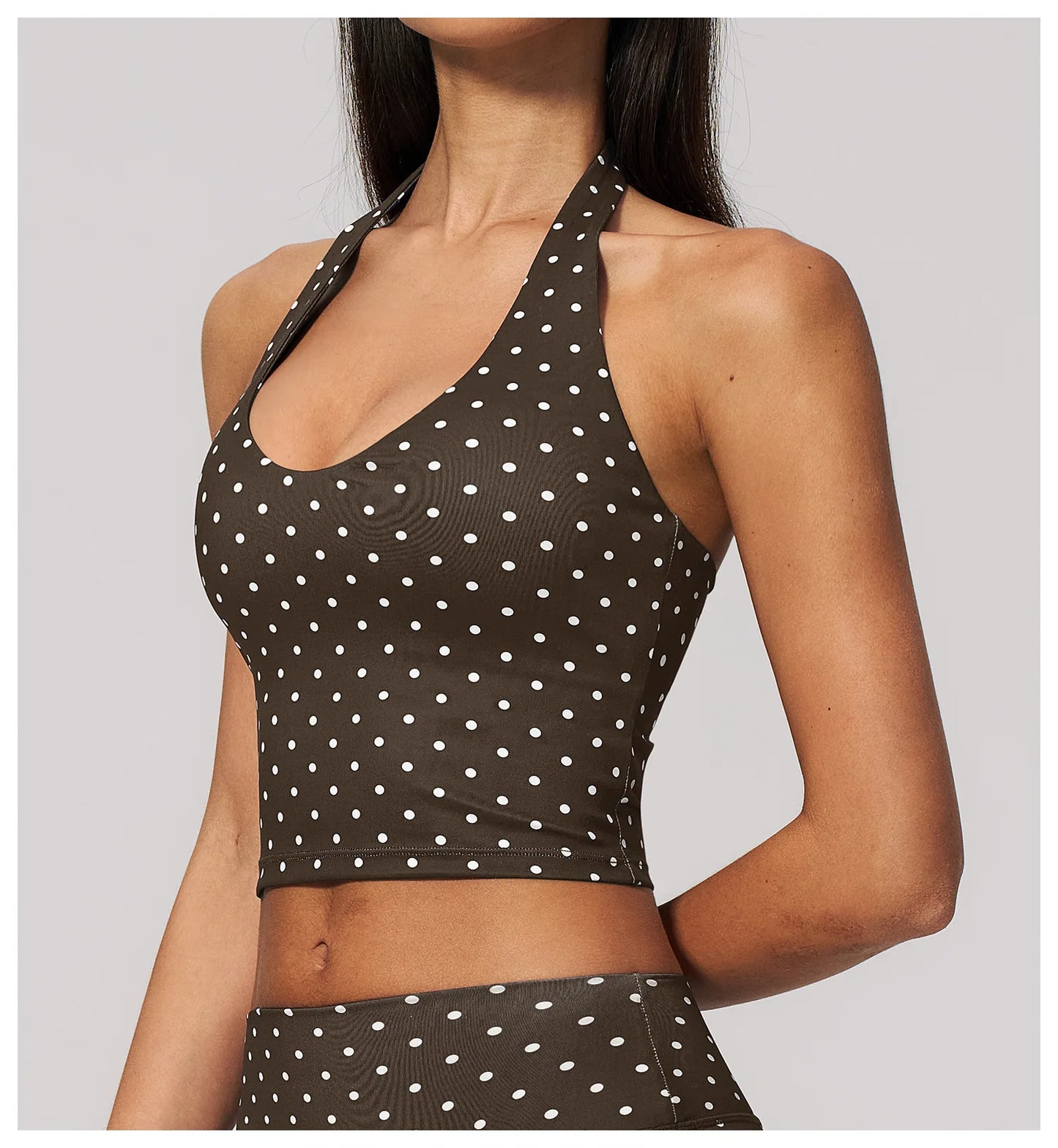 Yoga Bra Women Sports Underwear Fitness Crop Top Polka Dot Yoga Vest Deep V Backless Sports Vest Female Workout Shockproof Tops