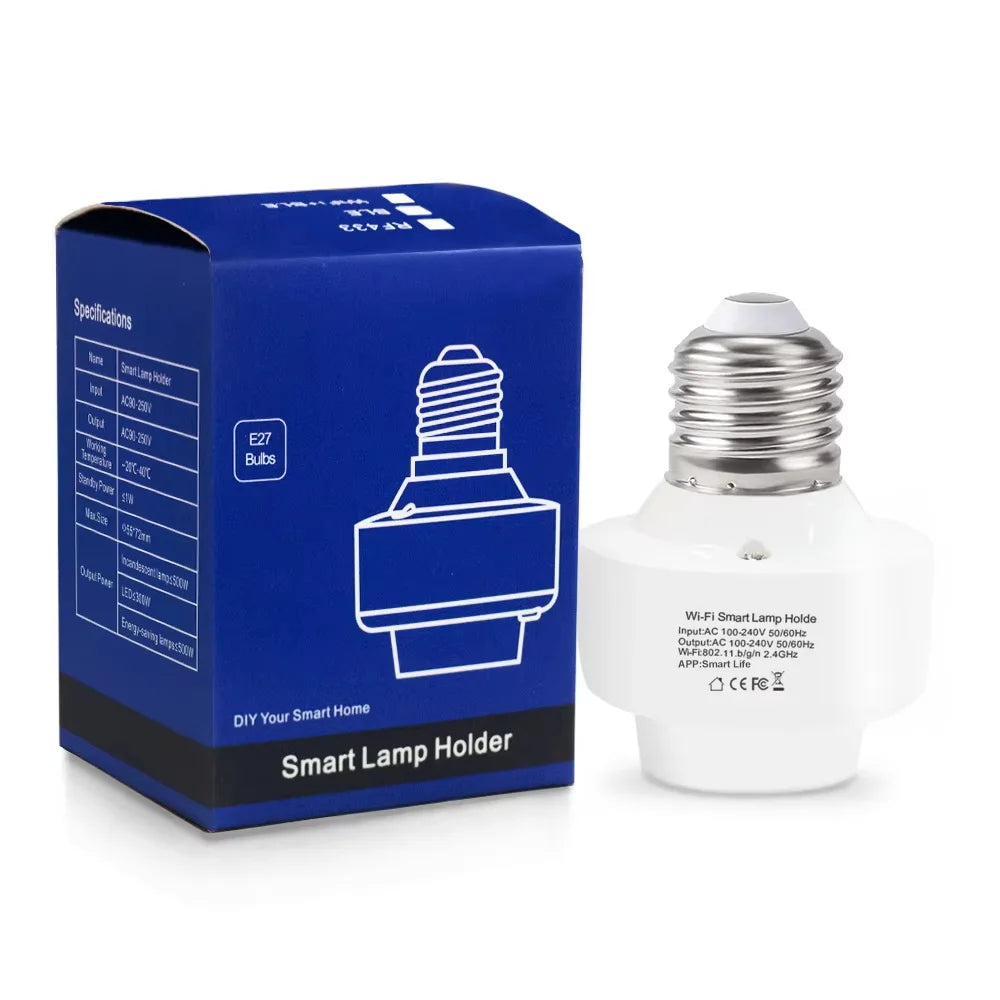 Tuya Smart E27 Lampadapter – WiFi, App-styrning, Timer, Alexa & Google Home, 110–220V