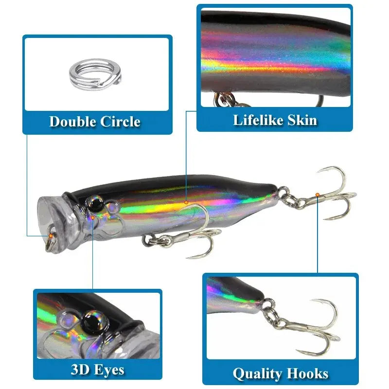 1Pcs Fishing Lures 7cm/9.4g Popper Bait 2024 New Topwater Plastic Artificial Hard Bait Crankbait Wobblers Perch Fishing Tackle