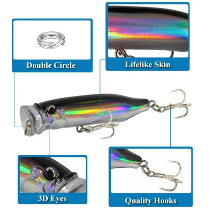 1Pcs Fishing Lures 7cm/9.4g Popper Bait 2024 New Topwater Plastic Artificial Hard Bait Crankbait Wobblers Perch Fishing Tackle