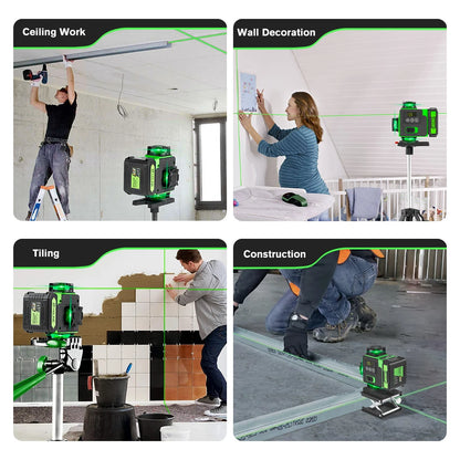 HGLINE Lasernivå 16 Linjer 4D – App- & Bluetooth-styrning, IP54, 25m, 100cm Stativ, Fullt Tillbehörsset