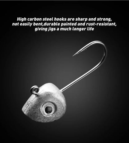 10pcs Mini Jig Head Hook 3D Eyes 0.5g 1g 2g 3g 4g 5g Bass Crappie Fishing Jig Hooks Soft Lure Worm Fishing Lure Hook