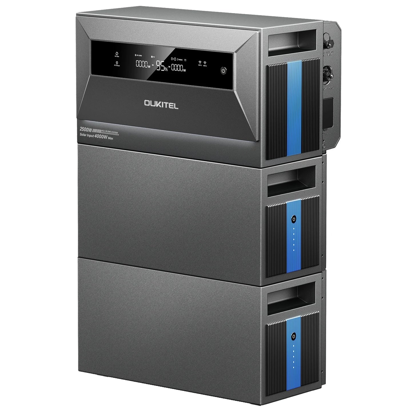 OUKITEL EP2500 Balkong Solcells- & Energilagringssystem – LiFePO4 2048–6144Wh, 4000W PV, 800–2500W On/Off-Grid, IP65, EU-lager (Tyskland)