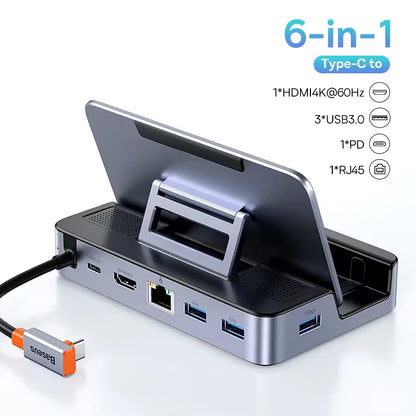 Baseus GamerX 6-port USB-C-docka – HDMI 4K 60 Hz och RJ45