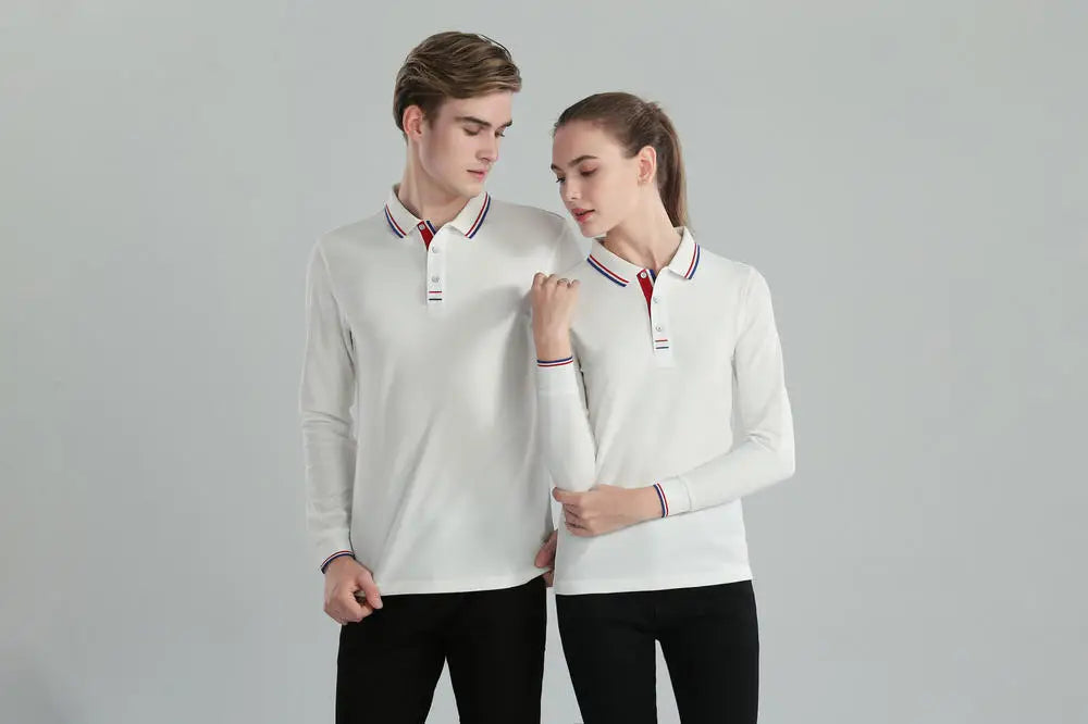 Långärmad Polo-shirt med Eget Tryck eller Logotyp – Unisex S–4XL (Asian)