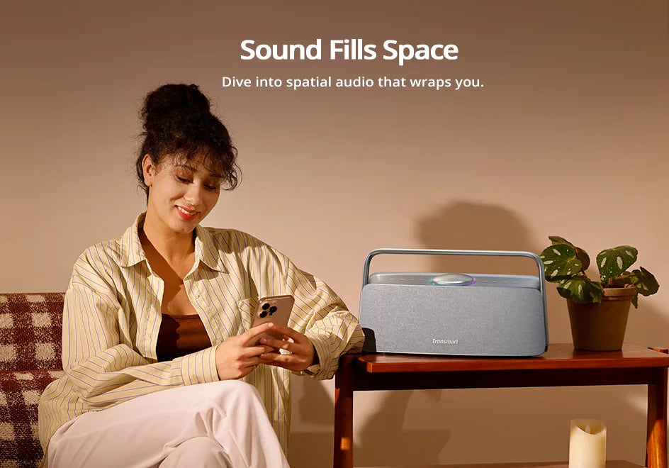 Tronsmart Fiitune X30 Speaker Blue Tooth Wireless Speaker Hi-Res Audio 80W Ipx6 App Control Portable Speaker with Handle for Home