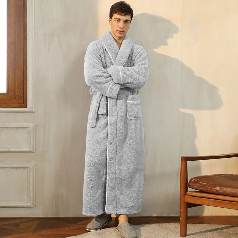 Female Autumn and Winter Warm Long Flannel Thick Couple Bath Bathrobes Men Women Pajamas Shower Robe Bath Towels For Adults