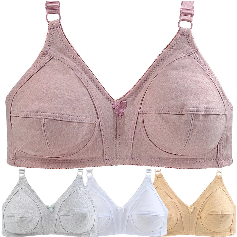 Soft Wire Free Bra For Women Plus Size Bras Comfortable Underwear Cotton Unlined Lingerie 34CD 36CD 38CD 40CD 42CD 44CD