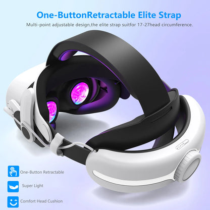For Quest3S VR Headset 12000mAh Adjustable Charging Head Strap Elite Comfortable Accessory for Meta Quest3 Gaming Experience