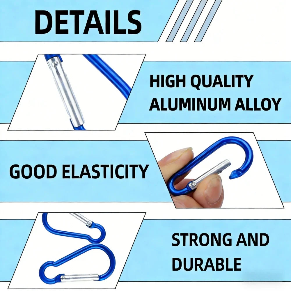 5-100Pcs Aluminum Carabiner Key Chain Clip Outdoor Camping Keyring Snap Hook Water Bottle Buckle Kit Climbing Accessories
