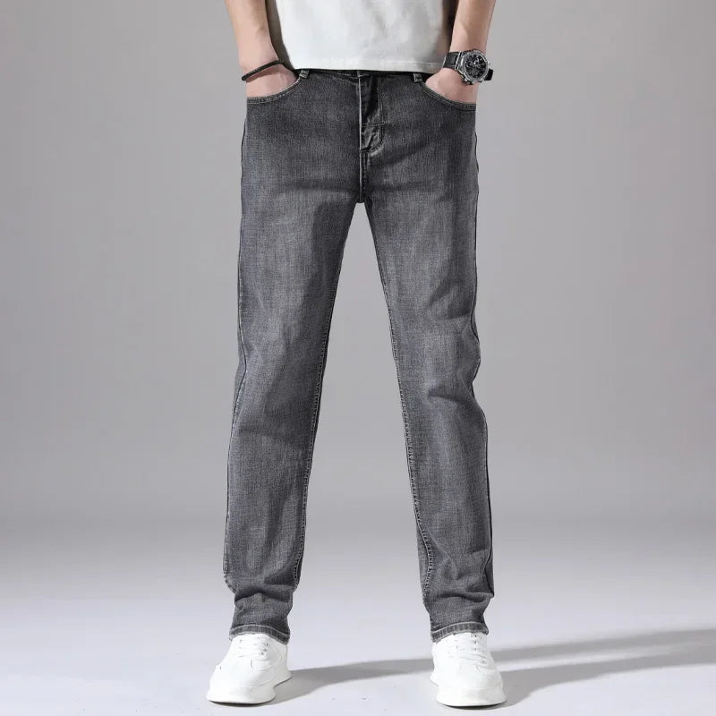 Tunna stretchiga denimjeans för män