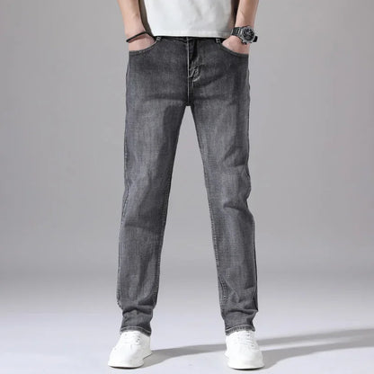 Tunna stretchiga denimjeans för män
