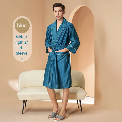 Unisex Par Morgonrock Randig – Sval Tunn Vattenabsorberande Vår/Höst, 4 Färger M–3XL