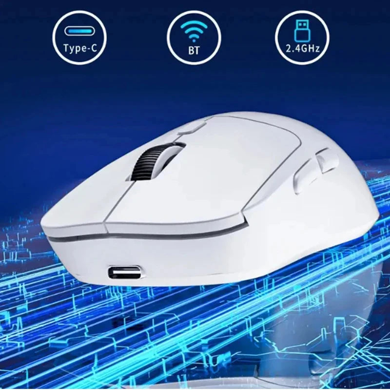 Trådlös Ergonomisk Mus 3-läges Bluetooth + 2,4G USB – Tyst 6 Knappar 1800 DPI Laddningsbar Kontor Gaming, Vit/Röd/Svart