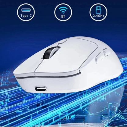 Trådlös Ergonomisk Mus 3-läges Bluetooth + 2,4G USB – Tyst 6 Knappar 1800 DPI Laddningsbar Kontor Gaming, Vit/Röd/Svart