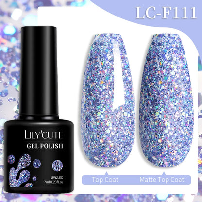 LILYCUTE 129 Colors 7ML Nail Gel Polish Nail Supplies Vernis Semi Permanent Nail Art Manicure Soak Off LED UV Gel Nail Varnishes