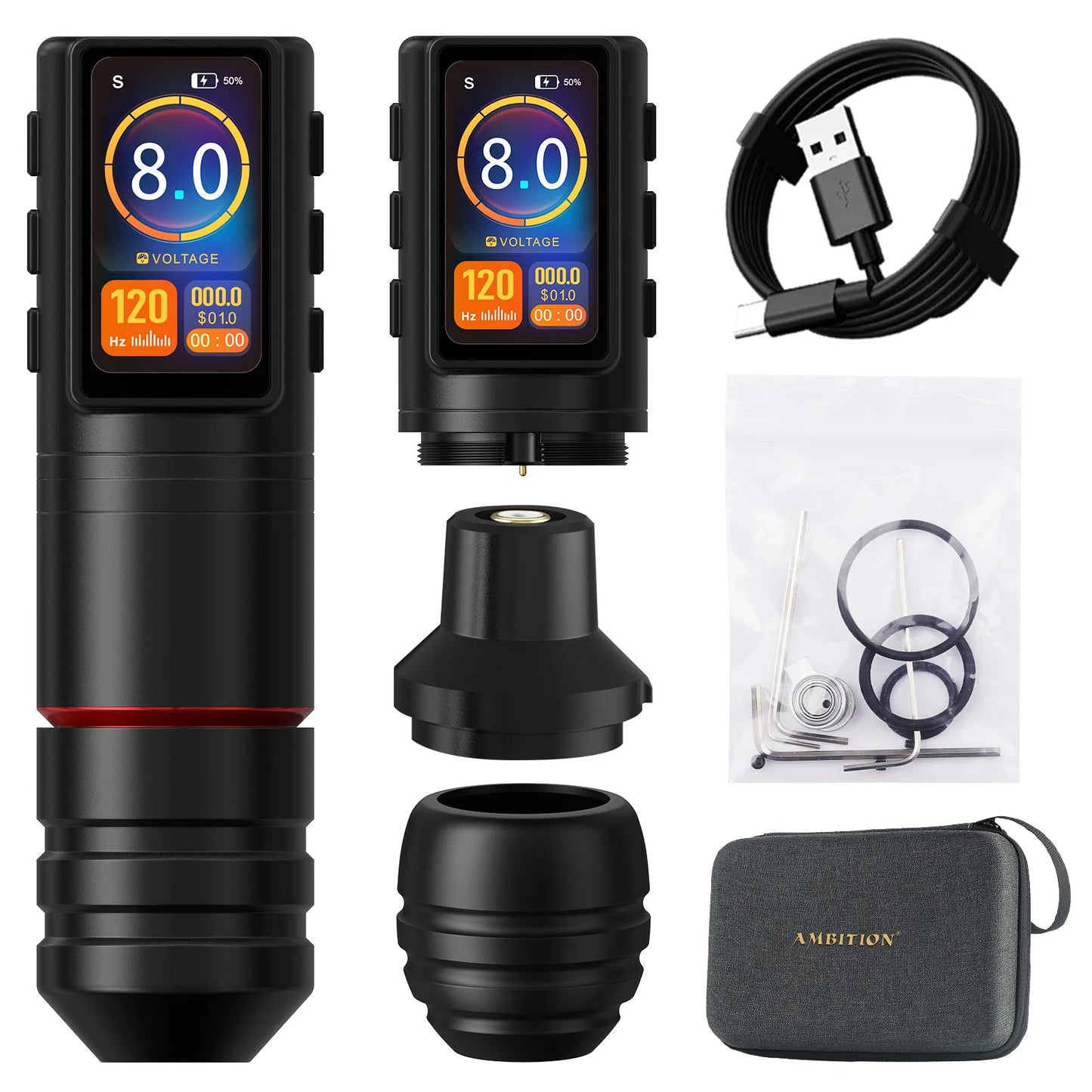 Ambition Ninja Pro+ Wireless Tattoo Machine Billing Battery Professional Rotary Pen Strong Coreless Motor 2000mAh for Artister
