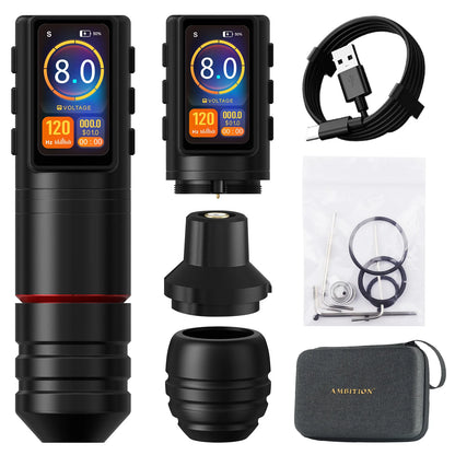 Ambition Ninja Pro+ Wireless Tattoo Machine Billing Battery Professional Rotary Pen Strong Coreless Motor 2000mAh for Artister
