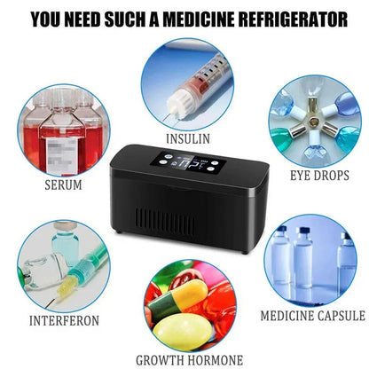 Bärbar Insulinkylare & Medicinkylskåp – LCD-skärm, Batteridriven