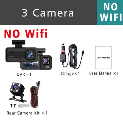 WIFI 3 Camera Dash Cam Cabin Car Dvr 1080P Interior Vehicle Three Way Channel Dvrs Recorder Video Registrator Dashcam Camcorder
