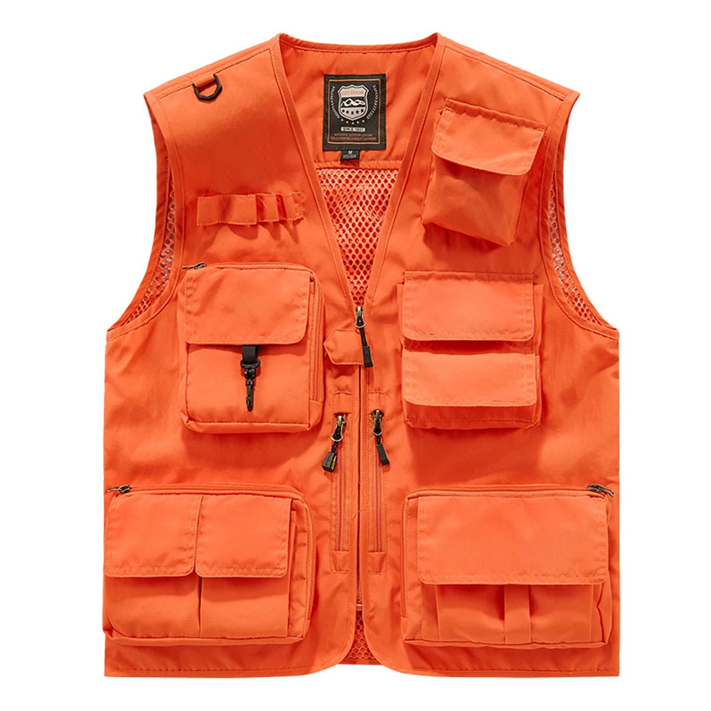S-7XL Multi Pocket Work Vest for Men Women Volunteer Working Uniforms Logo Printing Fishing Photography Workwear Vest