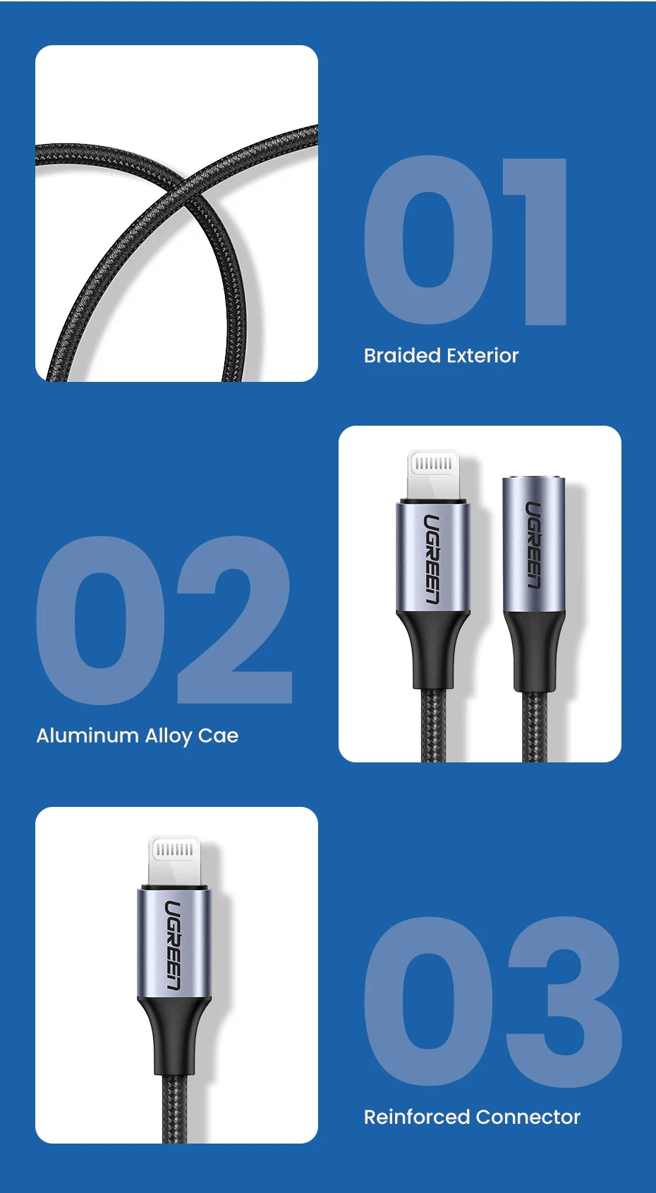 UGREEN Adapter for iPhones MFi DAC Lightning to 3.5mm Headphone Adapter For iPhone 12 11 Pro max xr Aux Cable Phone Accessories