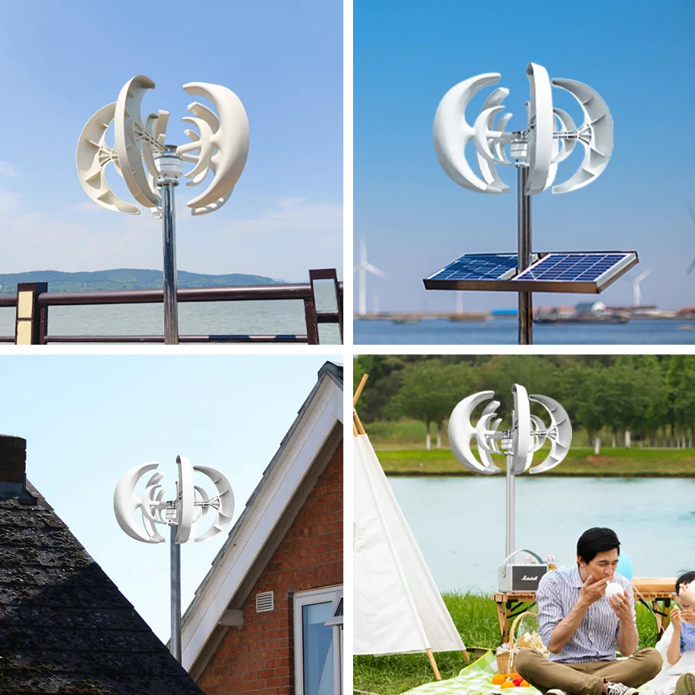 Vertikal Vindturbin 2kW/3kW 12V/24V/48V – Låg Startvindshastighet MPPT Boost, Hybrid Sol+Vind eller Off-Grid Ren Sinusvåg 220V