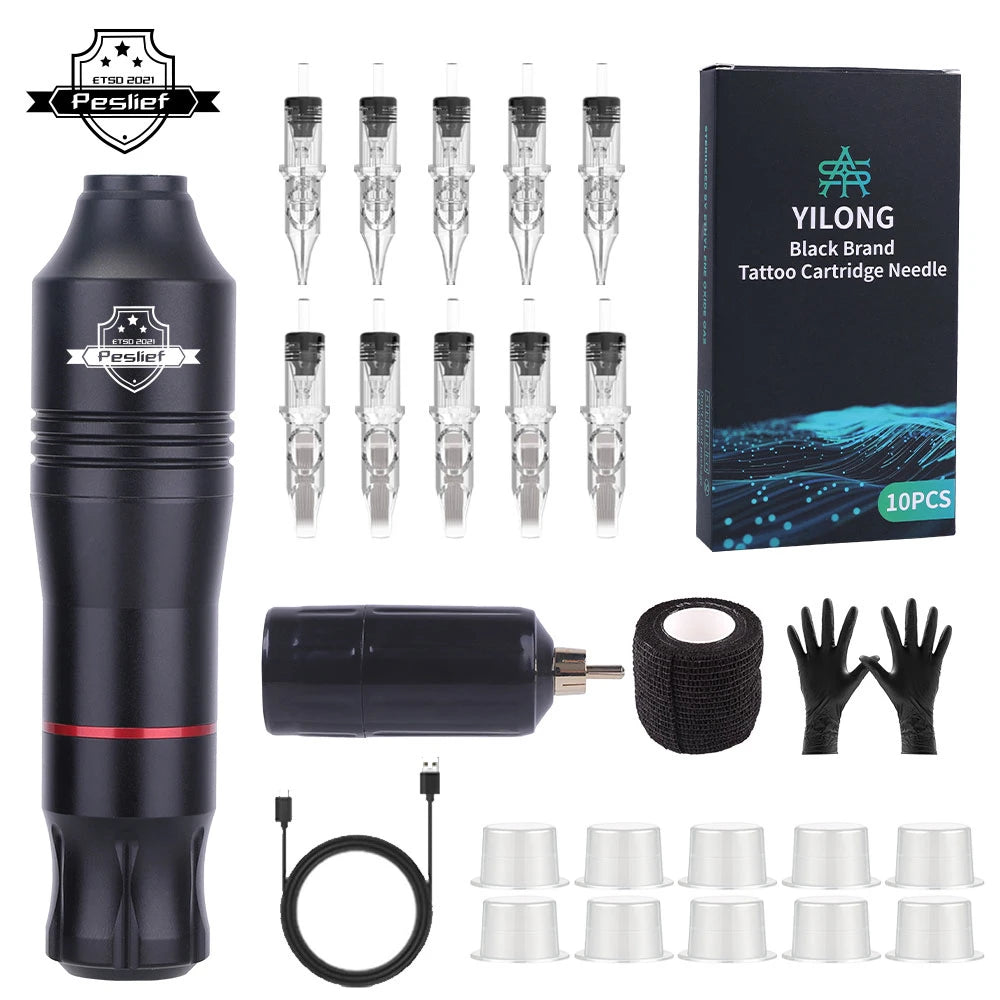 New Complete Wireless Tattoo Kit Tattoo Pen with 1500mAh LED Cordless Tattoo Power Supply And for Professiona Tattoo Artist