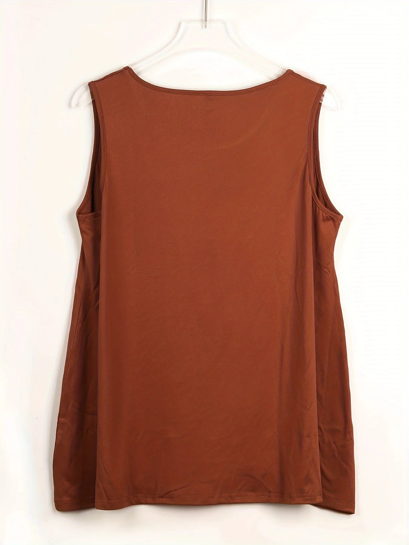 Plus Size Simple Solid Tank Top Casual Crew Neck Sleeveless Tank Top For Summer Women's Plus Size Clothing