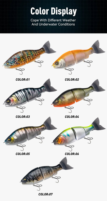 LEYDUN JOINTED CLAW SATCHET 184mm 2.5OZ Fishing Lures Joint Body Glide Swimbaits Floating Powerful S-Shaped Big Hard Baits Bass