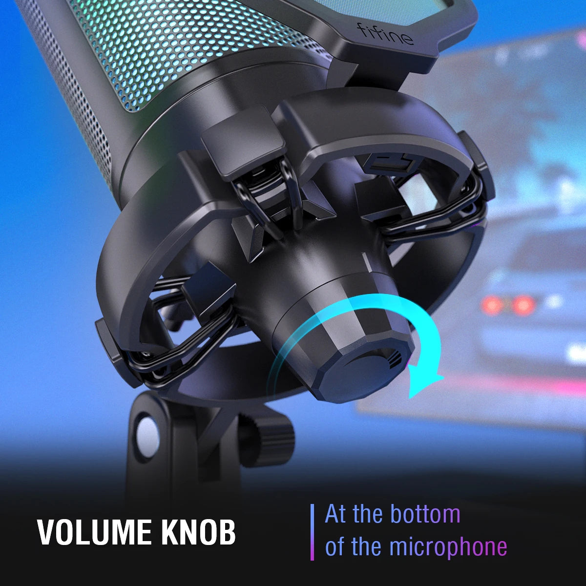FIFINE USB Gaming Microphone,Condenser MIC with RGB,for PC PS4 PS5 MAC,Suit for Podcasters/Gamers/Influencers/Home Studio